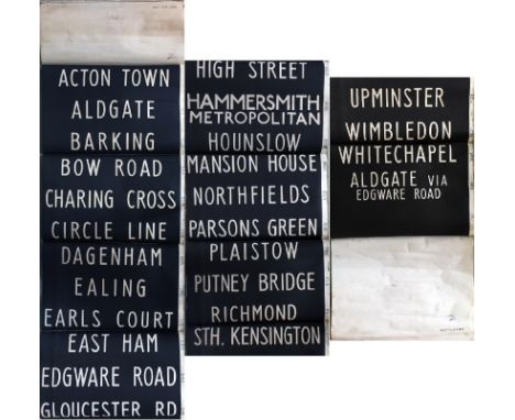 London Underground District Line R-Stock DESTINATION BLIND. Undated but c1950s, this is a complete blind, manufactured in bus
