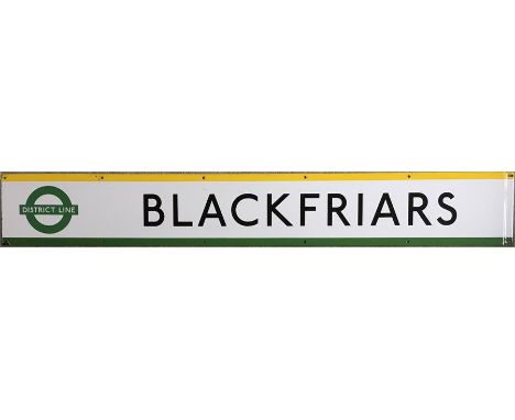 London Underground 1950s/60s enamel PLATFORM FRIEZE PANEL from Blackfriars station shared by the District & Circle Lines and 