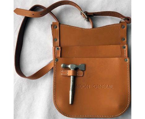 London Buses Routemaster Bus Conductor's leather CASH BAG embossed 'London General' and complete with strap and locker/destin