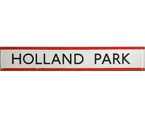 London Underground 1950s/60s enamel FRIEZE PANEL from the platforms at Holland Park station on the Central Line. Length 55" (