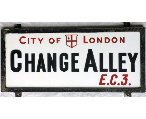 A City of London STREET SIGN from Change Alley, EC3, a thoroughfare between Lombard St & Cornhill in London's financial distr