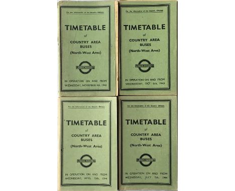 Selection of WW2 London Transport OFFICIALS' TIMETABLE BOOKLETS  for Country Area Buses North-West Area comprising Nov 4th 19