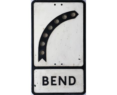 c1950s British ROAD SIGN 'Bend' (right-hand). A cast aluminium sign (the later, lighter type) with inset reflectors for night