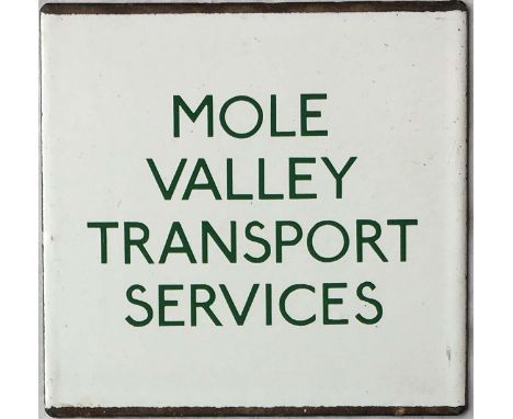 London Transport enamel bus stop E-PLATE for Mole Valley Transport Services, an independent operator which took over a number
