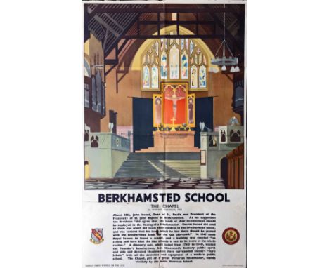 1937 London, Midland & Scottish Railway double-royal POSTER 'Berkhamsted School, the Chapel' by Norman Wilkinson (1878-1971),