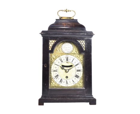 A fine George II ebonised bracket timepiece by John Everell, London, circa 1750 The case with a brass knopped swing handle ab