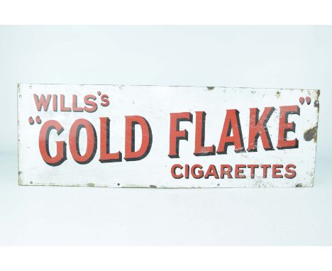 A white enamel and red Will's 'Gold Flake' cigarettes enamel sign, early 20th CenturyHeight 30.5cm, width 21cm.