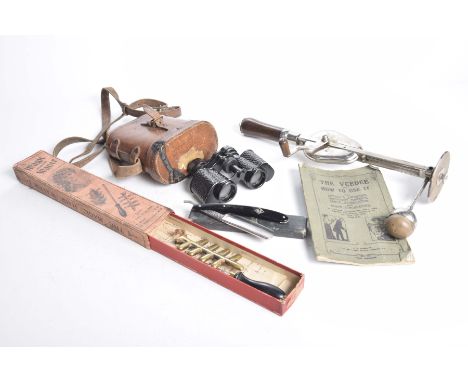 A chrome plated Vee dee early 20th CenturyCurative vibratory massage tool with wooden handle, complete manual, boxed magic ha