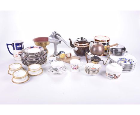 A large collection of assorted crockery and metalwareTo include Copeland Spode side dishes, Atholl Highlanders ice bucket, In