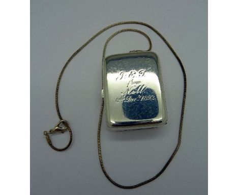 A Victorian silver snuff box with inscription dated 1892, London 1891