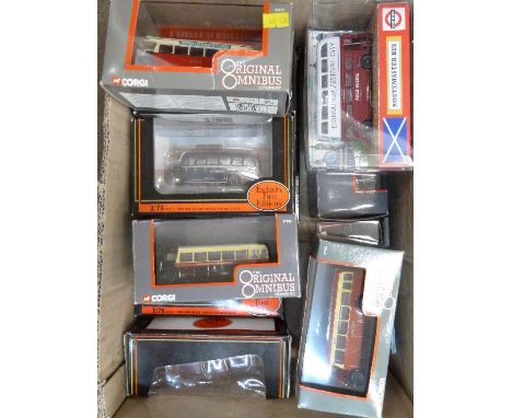 Eleven die-cast model buses including Corgi, some limited first edition including Nottingham City Transport, South Notts and 