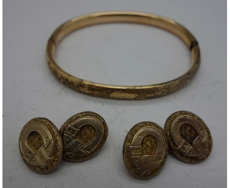 A plated bangle and a pair of cufflinks