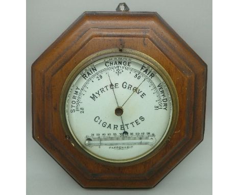 A Myrtle Grove Cigarettes advertising wall barometer
