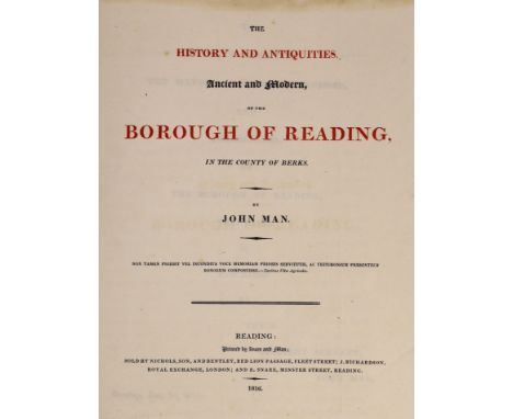 ° ° BERKSHIRE: Man, John - The History and Antiquities, Ancient and Modern, of the Borough of Reading ... 21 plates and plans