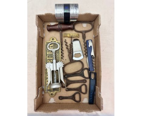 Selection of old bottle openers/corkscrews. 6 corkscrews 4 Advertising bottle openers, Corona, Friary Ale and two direct supp