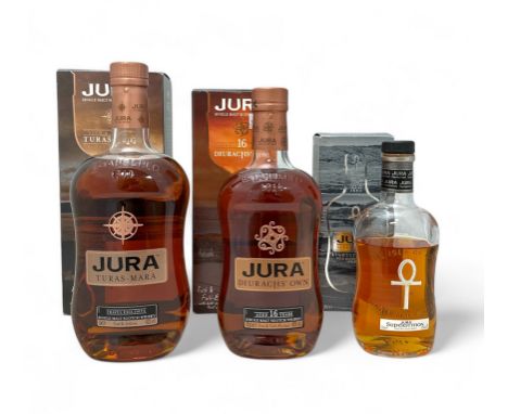 Selection of Jura Single Malt Scotch Whisky's to include Jura Turas-Mara 42% ABV / 1L, Jura Diuarachs' Own Aged 16 Years 40 %