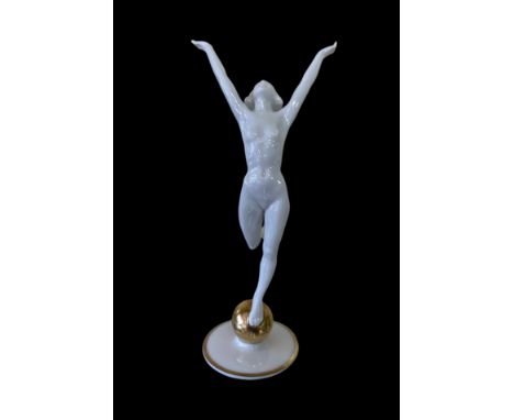 Hutschenreuther 1930’s Art Deco erotic dancer figure Sun Child by Karl Tutter, stamped to base for Hutschenreuther TUTTER. He