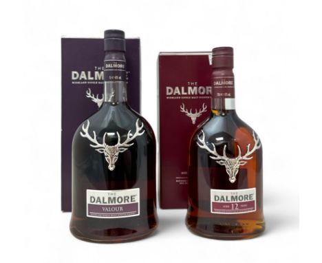 Pair of The Dalmore Highland Single Malt Scotch Whiskys including The Dalmore Valour 40% ABV / 1L and The Dalmore Aged 12 Yea