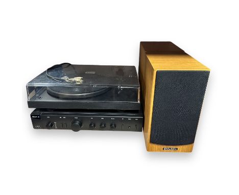 Arcam Alpha 5 Amplifier With Pro-Ject Turntable &amp; PMC Speakers. Amplifier with remote and manual, no power lead. A Pro-Je