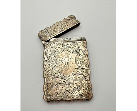 Silver card case with foliate decoration, with marks for J.G. Birmingham 1904. 62g. Good condition some light scratches and n