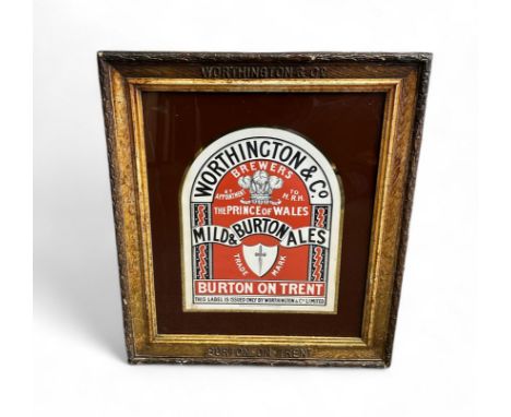Original Worthington &amp; Co Pub Sign in original wooden frame. WORTHIGTON &amp; CO BREWERS by Appointment to H.R.H THE PRIN