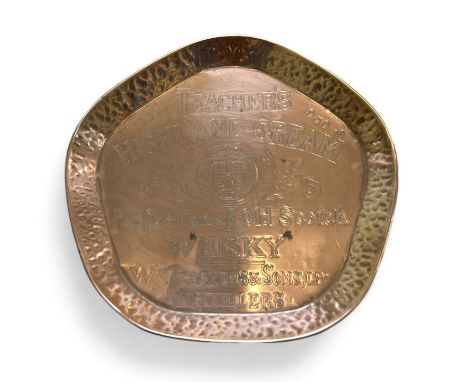 TEACHERS HIGHLAND CREAM SCOTCH WHISKY COPPER TRAY APPROX 8.5" WIDE 5 SIDED. Very Good Condition.