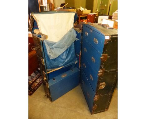 A GOOD VINTAGE WARDROBE TRUNK. 