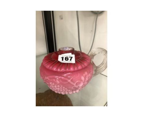ANTIQUE COLOURED GLASS SMALL OIL LAMP