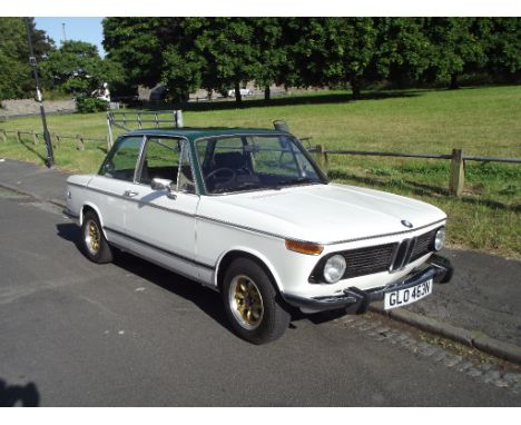 A 1974 BMW 2002, registration number GLO 463N, chassis number 4201224, engine number MOL4201224, green/white. This well prese