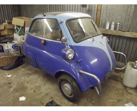 A 1958 BMW Isetta 300 rare four wheel version, registration number GFO 262, chassis number A14048, two tone blue. Microcars h