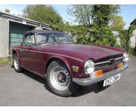 A 1970 Triumph TR6, registration number OXC 138H, chassis number CP 50456 0, Damson. The TR6 was the last of the true macho s