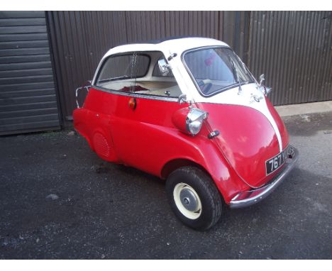 A 1962 BMW Isetta 300, registration number 767 YUA, chassis number A332059, red and white. Built under licence by BMW the Ita