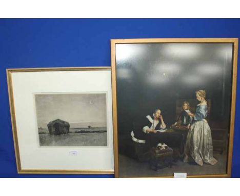 FRANK SHORT,
TWIXT DAWN AND DAY
etching, signed in pencil; 
and a Medici print of The Letter (2) 