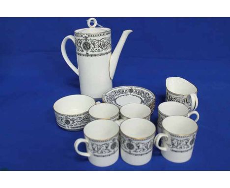 CANTON FAMILLE ROSE VASE AND A ROYAL WORCESTER 'PADUA' COFFEE SET