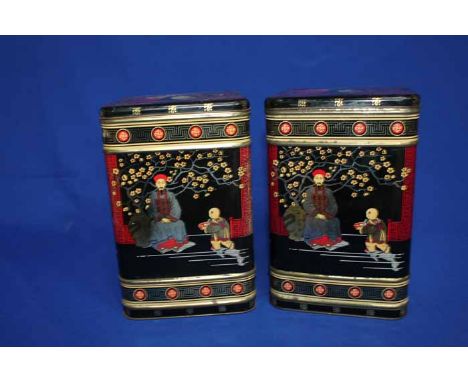 COLLECTION OF SIX VINTAGE TEA TINS
with Chinese style decoration (6)