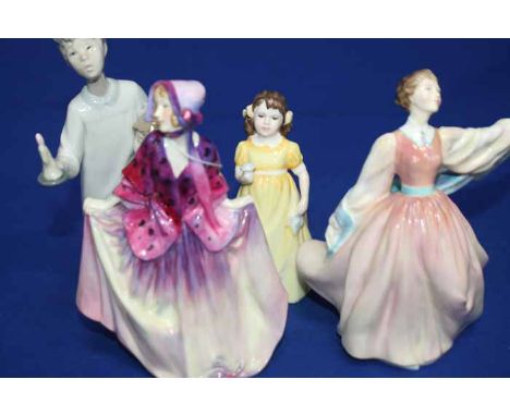 TWO EARLY ROYAL DOULTON LADY FIGURES
comprising 'Sweet Anne HN1496' and 'Gay Morning HN2135'; together with a Royal Doulton f