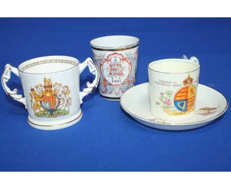LOT OF CORONATION AND ROYAL COMMEMORATIVE MUGS AND CUPS
including two enamel beakers from Queen Victoria's diamond jubilee, a