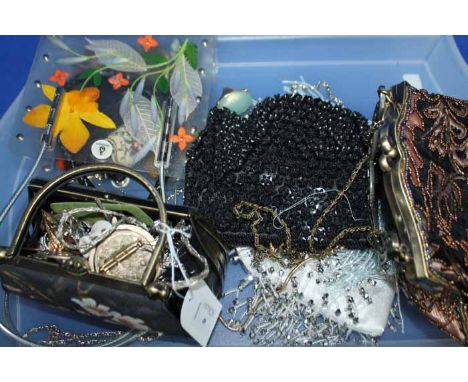 LOT OF COSTUME JEWELLERY AND VINTAGE EVENING BAGS
including beaded bags and clutches, costume jewellery inside bags