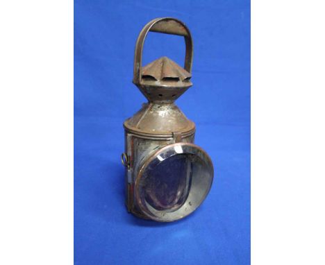 EARLY 20TH CENTURY THREE COLOUR RAILWAY LAMP
marked L & N.E.R. Birmingham, 32cm high