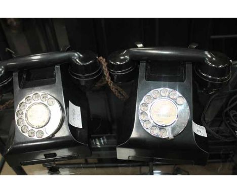 TWO VINTAGE BLACK BAKELITE TELEPHONES
