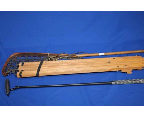 EARLY LACROSSE STICK
together with a artist's fold down easel and a putter (3)