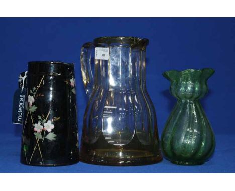 LOT OF GLASSWARE 
including a Canary glass water jug, decanter etc