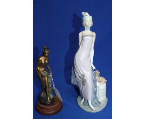 LLADRO FIGURE OF A FEMALE AND AN ART DECO-STYLE FIGURE