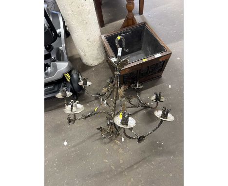 20th Century iron eight light ceiling candelabra