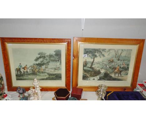 2 framed and glazed fox hunting prints.