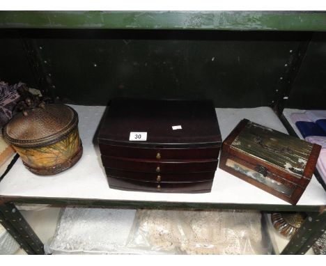 A jewellery box and 2 other trinket boxes 