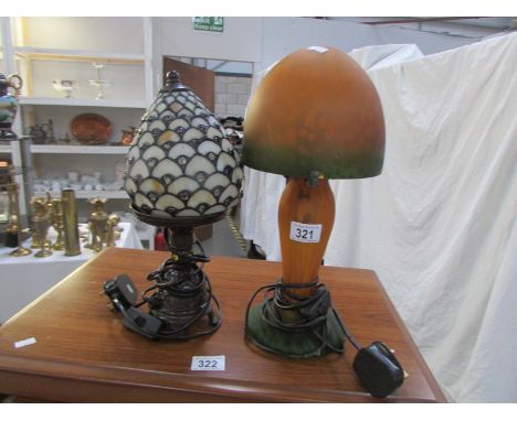 A Tiffany style table lamp and one other.