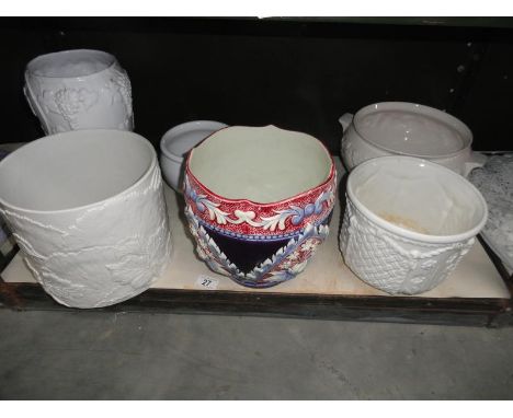 6 assorted ceramic jardineres and planters 