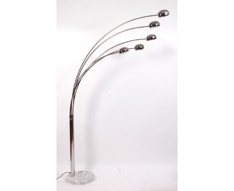 A contemporary Italian chrome five light standard lamp, in the manner of Piero Castiglioni, having integral domed shades and 