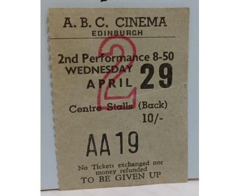 The Beatles ticket stub for 29th April 1964 ABC Cinema Edinburgh